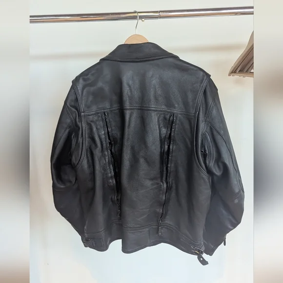 First Classic Men's Black Leather Motorcycle Jacket